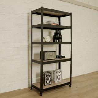 【ikloo 宜酷屋】臺灣製造 工業風五層木板角鋼架91x46x183CM(鐵架/收納架/收納櫃/櫃子/電器架/電器櫃)