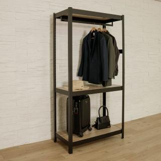 【ikloo 宜酷屋】臺灣製造 工業風四層角鋼衣架(四層層板+吊衣桿)
