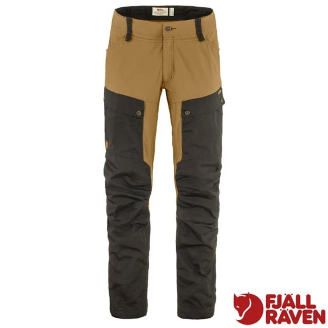 Fjallraven 男 Keb Trousers M 23 彈性耐磨登山健行長褲(87176-030-232 深灰/蕎麥棕)