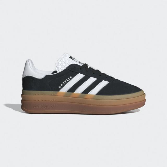 【adidas 愛迪達】Gazelle Bold W 女 休閒鞋 經典 復古 三葉草 厚底 增高 黑 白(IE0876)