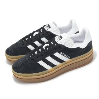 【adidas 愛迪達】休閒鞋 Gazelle Bold W 女鞋 黑 白 厚底 增高 復古 麂皮 拼接 愛迪達(IE0876)