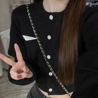 【巴黎精品】現貨+預購 針織外套長袖毛衣(短款圓領金屬標設計女外套3色m1ab24)