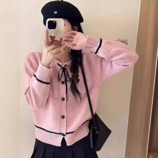 【巴黎精品】現貨+預購 針織外套長袖毛衣(蝴蝶結綁帶甜美軟糯女外套4色m1ab40)