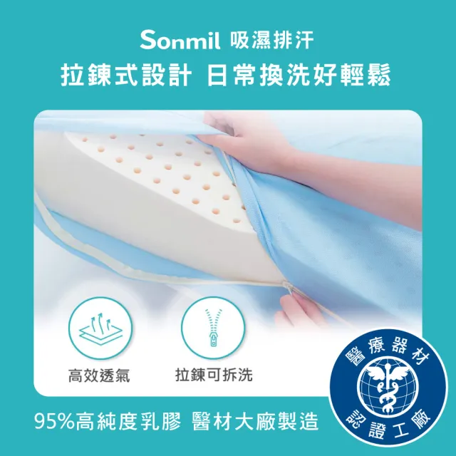 【sonmil】吸濕排汗95%高純度乳膠床墊3尺6cm單人床墊 零壓新感受(頂級先進醫材大廠)