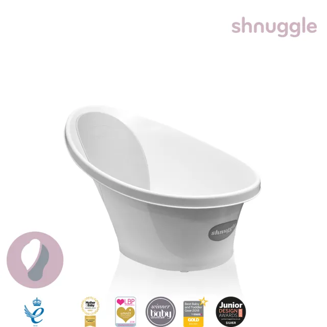 【Shnuggle】月亮澡盆 5件組 優惠組合(嬰兒澡盆+星光洗澡玩具+漂漂船+洗澡玩具收納桶+澡盆專用架U2)