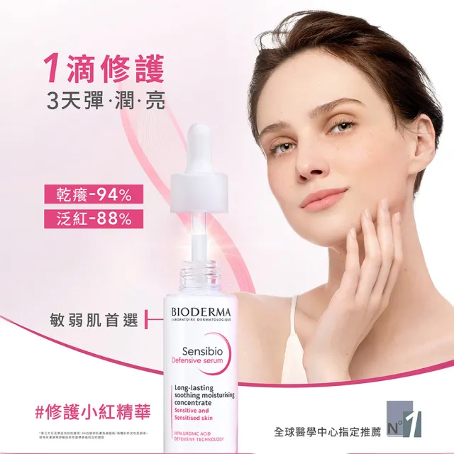 【BIODERMA 貝膚黛瑪 官方直營】舒敏抗老修護精華 30ml(2入組)