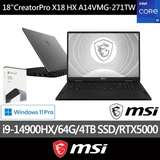 Office2021★ MSI 18吋i9-14900HX RTX5000高階創作者筆電(CreatorPro X18 HX/64G/4T/W11P/A14VMG-271TW)