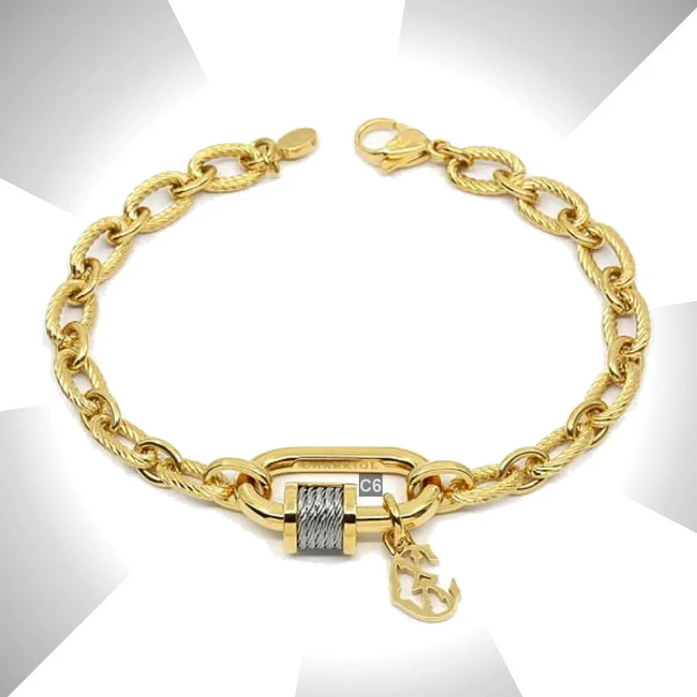 【CHARRIOL 夏利豪】Bracelet Forever Lock 永恆之鎖手鍊 金色款-加雙重贈品 C6(06-404-1139-29)