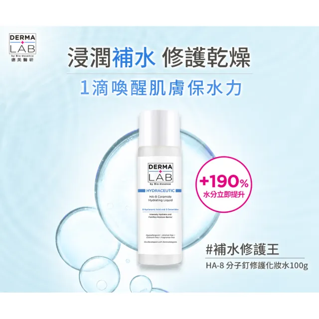 【DermaLab 德美醫研】HA-8分子釘修護保濕水100g(3入組)