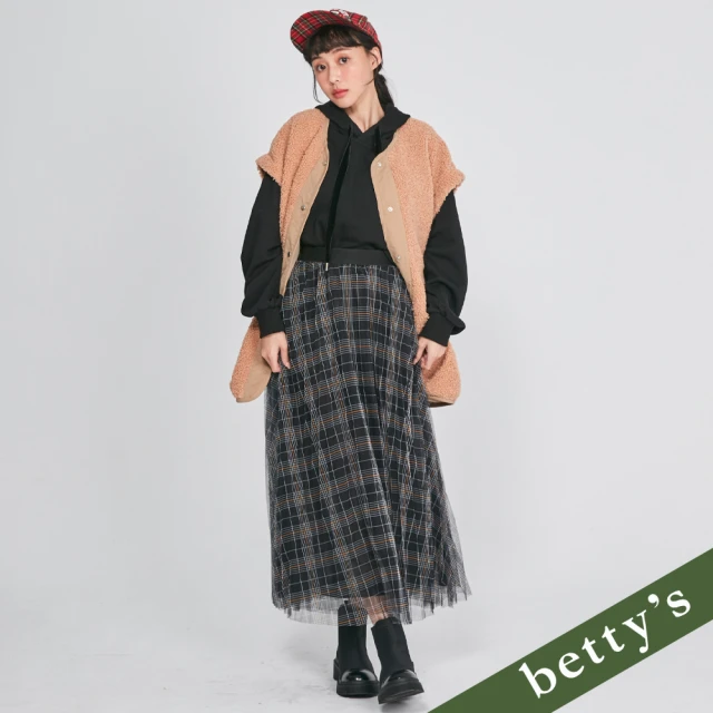 betty’s 貝蒂思 腰鬆緊知性格紋百褶紗裙(黑色)