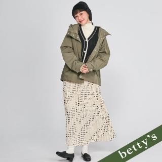 【betty’s 貝蒂思】腰鬆緊大小點點百褶雪紡長裙(米白)