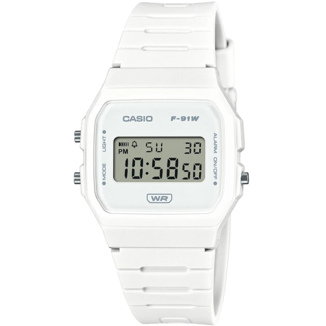 CASIO 卡西歐 輕薄簡約數位電子腕錶/白(F-91WB-7A)