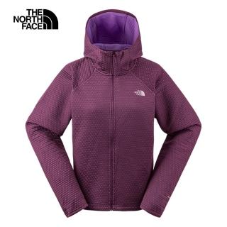 【The North Face】北面女款紫色吸濕排汗針織連帽外套｜83U91NI(排汗衫)