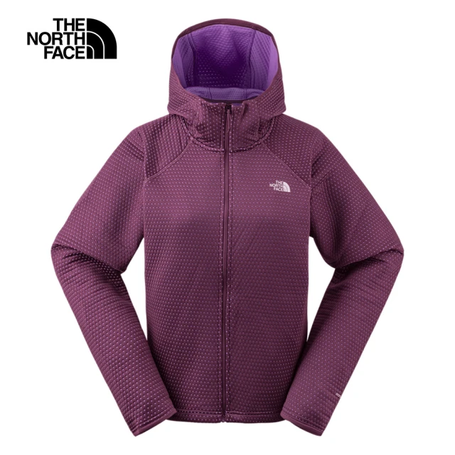 The North Face 官方旗艦 北面女款紫色吸濕排汗針織連帽外套｜83U91NI(排汗衫)