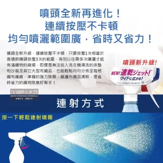 【日本Febreze風倍清】布織品專用速乾型超細密消臭噴霧320ml/瓶(地毯沙發鞋子居家衣物除臭噴霧清潔劑)