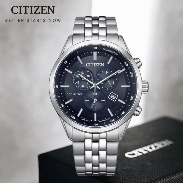 【CITIZEN 星辰】GENTS系列 簡約時尚 計時光動能手錶42mm(AT2570-56L)