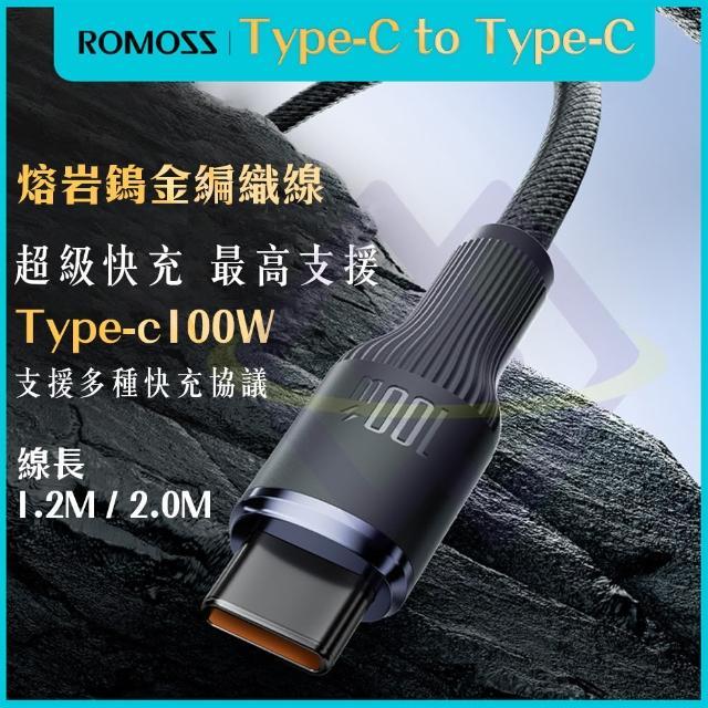 【禾統】2米Type-C to Type-C 快充100W熔岩鎢金編織充電線(編織線 快充線 iPhone 安卓 充電線)