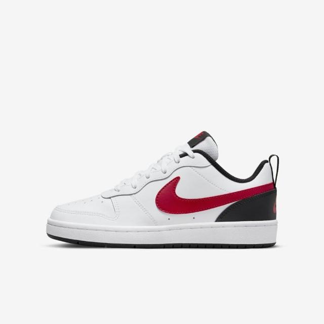 【NIKE 耐吉】Court Borough Low 2 GS 大童 休閒鞋 運動 皮革 穿搭 白紅黑(BQ5448-110)