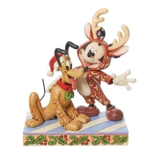【Enesco】精品家飾 Disney 迪士尼 米奇和布魯託聖誕居家擺飾