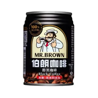 【金車/伯朗】醇黑咖啡240mlx24入/箱(無糖 TQF微笑標章)