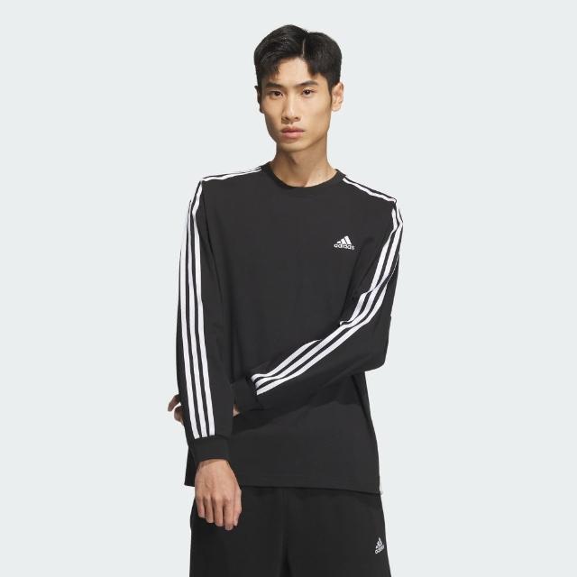 【adidas 愛迪達】上衣 男款 長袖上衣 運動 ES+ 3S L/S TEE 黑 JF3907(S2736)