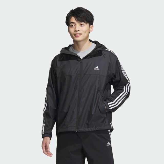 【adidas 愛迪達】外套 男款 運動外套 風衣外套 ES+ 3S WV JKT 黑 JF3912(S2737)