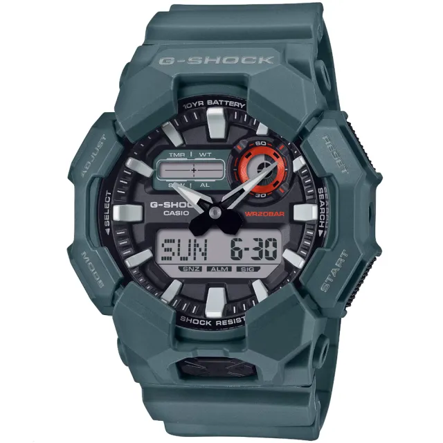 【CASIO 卡西歐】卡西歐G-SHOCK 潛水雙顯運動錶-藍綠色(GA-010-2A 台灣公司貨)