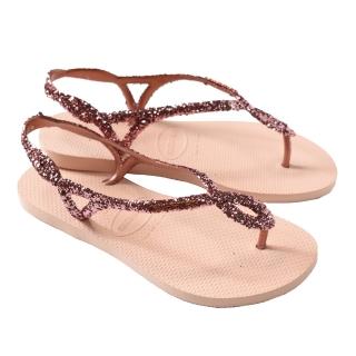 【havaianas 哈瓦仕】LUNA PREMIUM II系列 素面亮粉帶涼鞋(型號：00167 巴西集品)