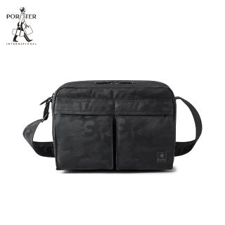 【PORTER INTERNATIONAL】翻玩迷彩PUZZ雙層斜肩包-S(黑)