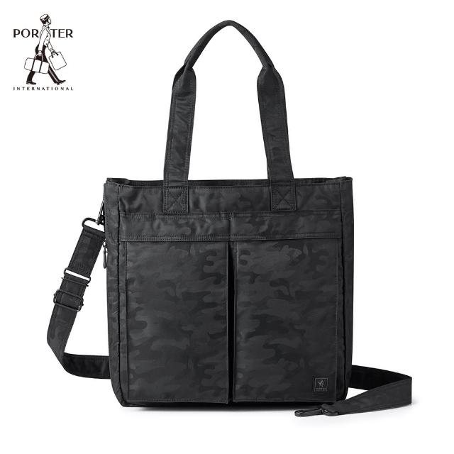 【PORTER INTERNATIONAL】翻玩迷彩PUZZ托特包(黑)