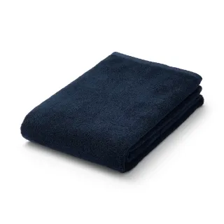 【【MUJI 無印良品】】棉圈絨雙線織浴巾/可吊掛/深藍 70*140 cm