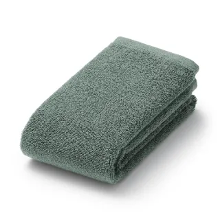 【【MUJI 無印良品】】棉圈絨雙線織面用巾/可吊掛/綠色 34*85 cm