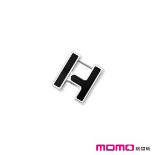 【Hermes 愛馬仕】經典H標誌 單耳 針式耳環(黑色 Noir x 白金)