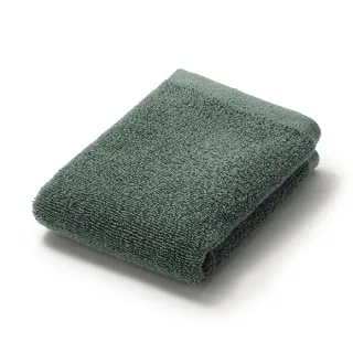 【【MUJI 無印良品】】棉圈絨雙線織手巾/可吊掛/綠色 34*35 cm
