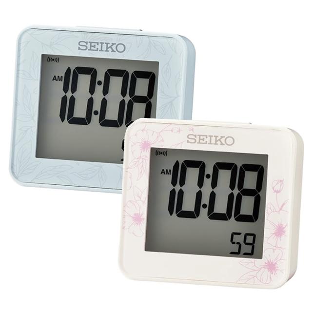 【SEIKO 精工】花藝美學 碼錶計時 防貪睡鬧鈴電子鬧鐘-2色可選 情人節 禮物(QHL097L/QHL097W/速)