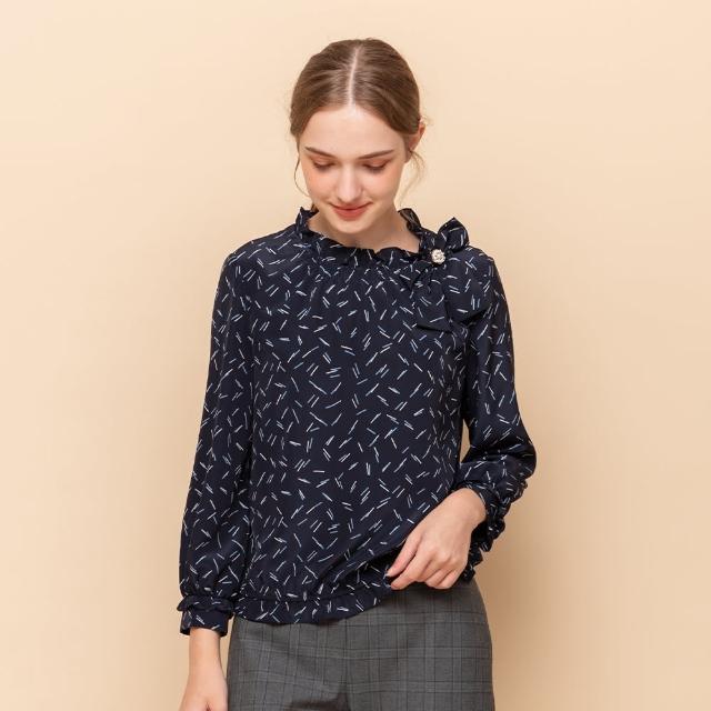 【perng yuh 芃諭名品】都會知雅 結飾 印花 雪紡上衣(2024 AW Collection｜3C秋冬新品上市)