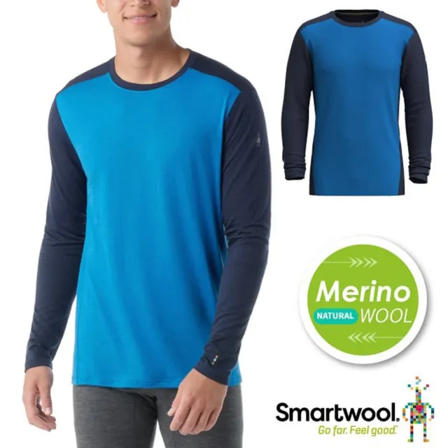 【SmartWool】男 All-season 美麗諾羊毛內著長袖.衛生衣.內搭衣.貼身內衣(SW016953-K89 淺紺藍/海軍藍)