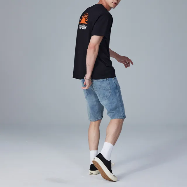 【Lee】男裝 牛仔短褲 / 涼感 901 合身彈性刷破 中淺藍洗水 / Jade Fusion 系列(LB322001480)
