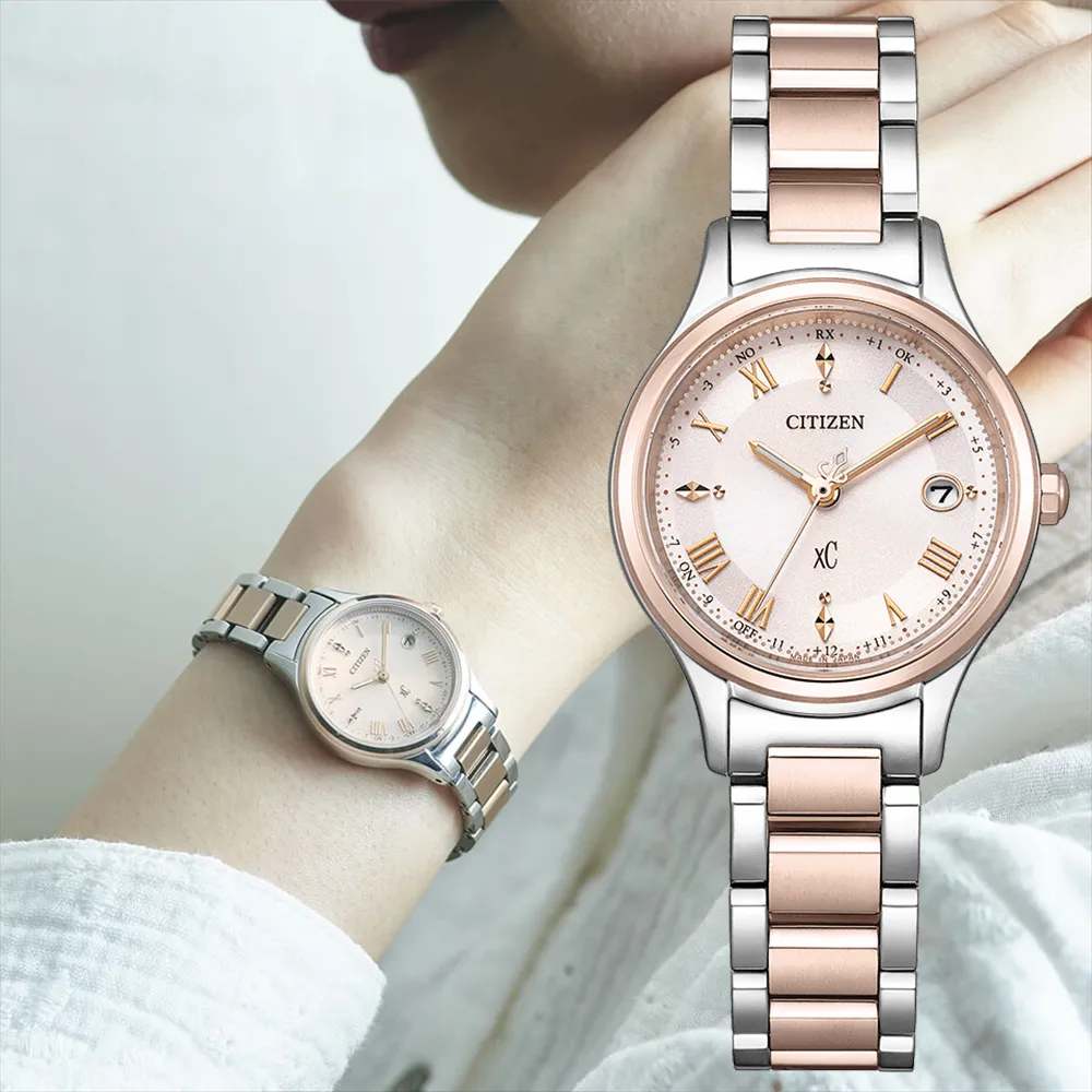 【CITIZEN 星辰】xC 光動能鈦金屬電波女錶-27mm(ES9496-64W)