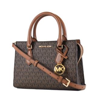 【Michael Kors】SHEILA 緹花LOGO防刮拉鍊手提/斜背二用包-焦糖色/小