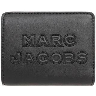 【MARC JACOBS 馬克賈伯】黑色浮雕MJ LOGO皮革釦式方型短夾