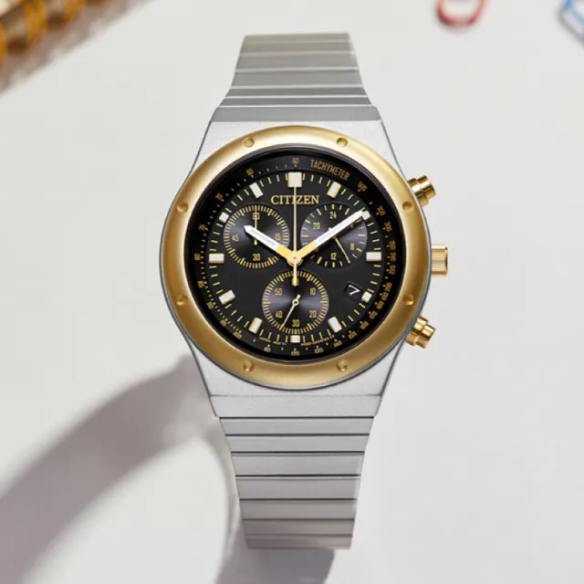 【CITIZEN 星辰】Chronograph 昭和金限定款 計時腕錶-38mm(AT2544-64E)
