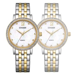 【CITIZEN 星辰】LADYS系列 白蝶貝 水鑽腕錶31.2mm(EL3104-54D)