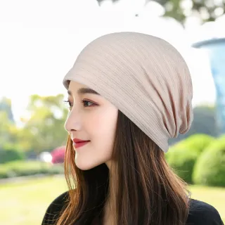 【四季百搭】日系優雅透氣棉質奶白堆堆帽(運動帽 騎行帽 套頭帽 防風帽 包頭帽 頭巾帽 坐月子 保暖)