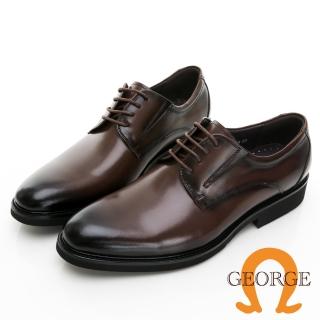 【GEORGE 喬治皮鞋】輕量系列 真皮亮面側切口綁帶德比鞋 -咖 415005BW20