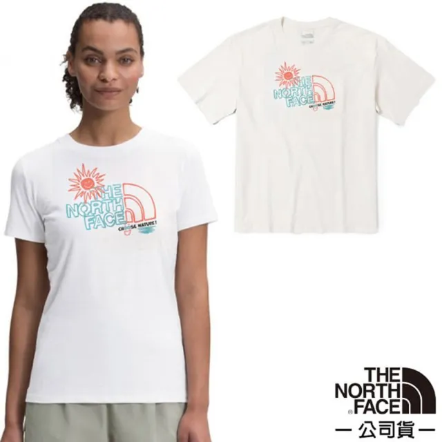 【The North Face】女款 柔軟透氣純棉短袖圓領T恤_亞洲版型.休閒衫(7WET-FN4 白 N)