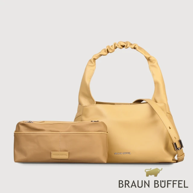 BRAUN BUFFEL 德國小金牛 台灣總代理 薇拉-A 附背帶大肩包-淺棕色(BF850-52-CR)