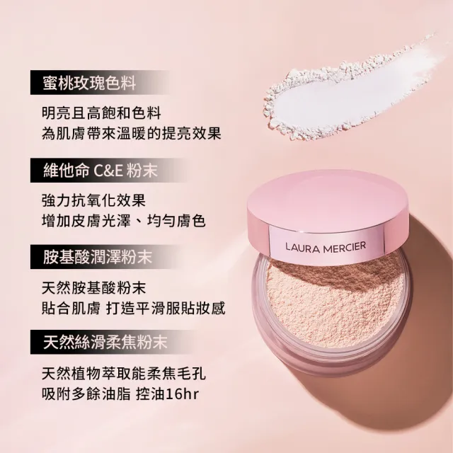 【LAURA MERCIER 蘿拉蜜思】煥顏透明蜜粉Rose禮盒組(粉紅冠軍蜜粉29g+天鵝絨粉撲/送禮)