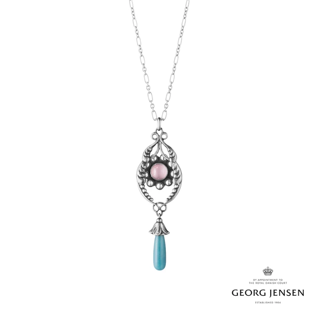 Georg Jensen 喬治傑生 MOONLIGHT BLOSSOM 吊墜(純銀 粉水晶 藍水晶)