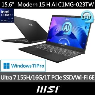 【MSI 微星】15.6吋 Ultra7-155H AI輕薄效能筆電(Modern 15 H AI/16G/1TB SSD/W11P/C1MG-023TW)